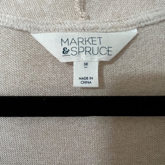 MARKET & SPRUCE Camila Brushed Knit Sleeve Detail Cardigan, 3X, Beige - Picture 5 of 6